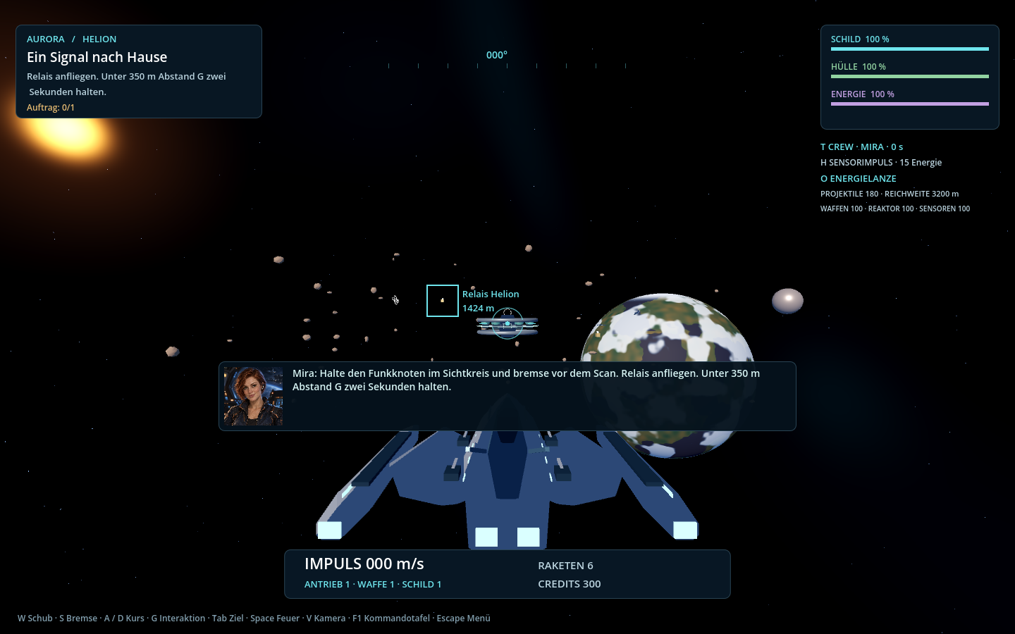 Die Aurora im echten 3D-Weltraumspiel Sternenflug